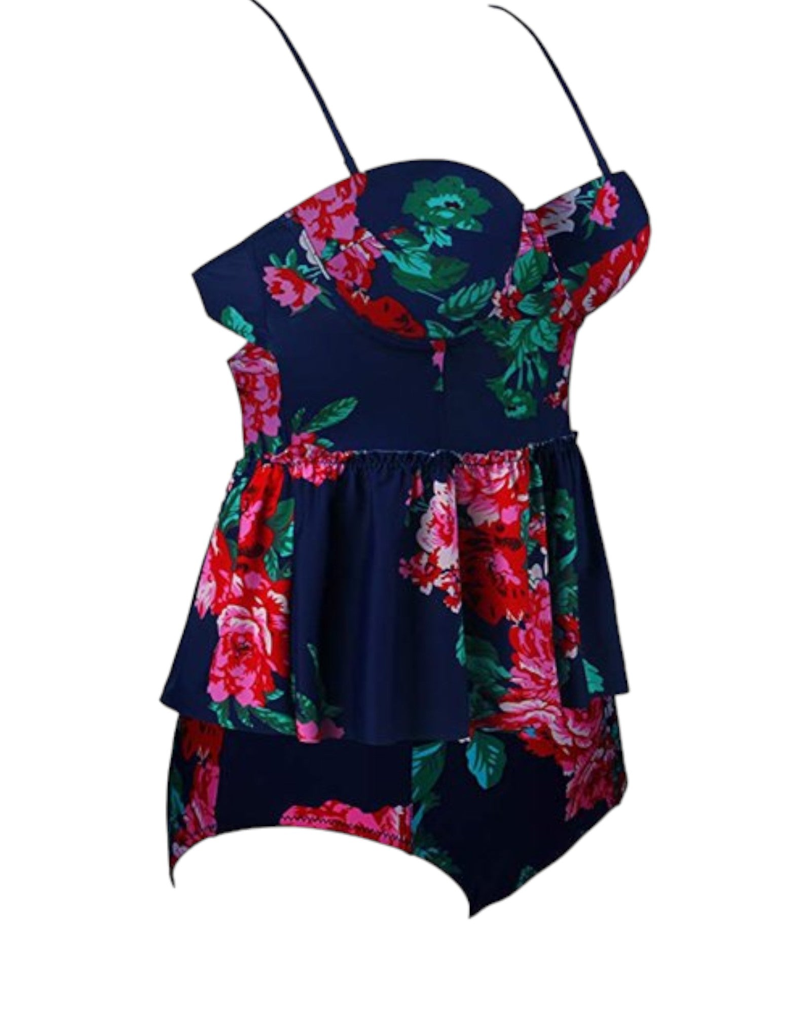 Plus Size Mirage Print Peplum Tankini Bathing Suit