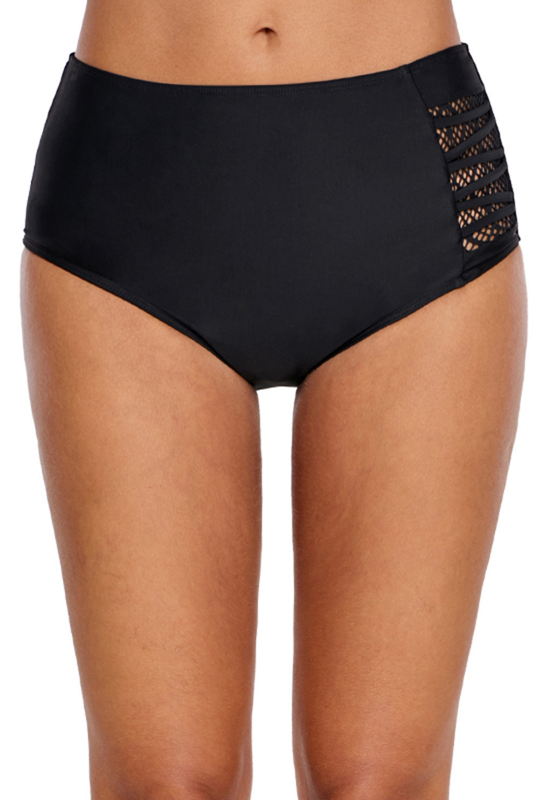 Black Strappy Lace Panel Aside Swim Bottom – Estilo Philippines