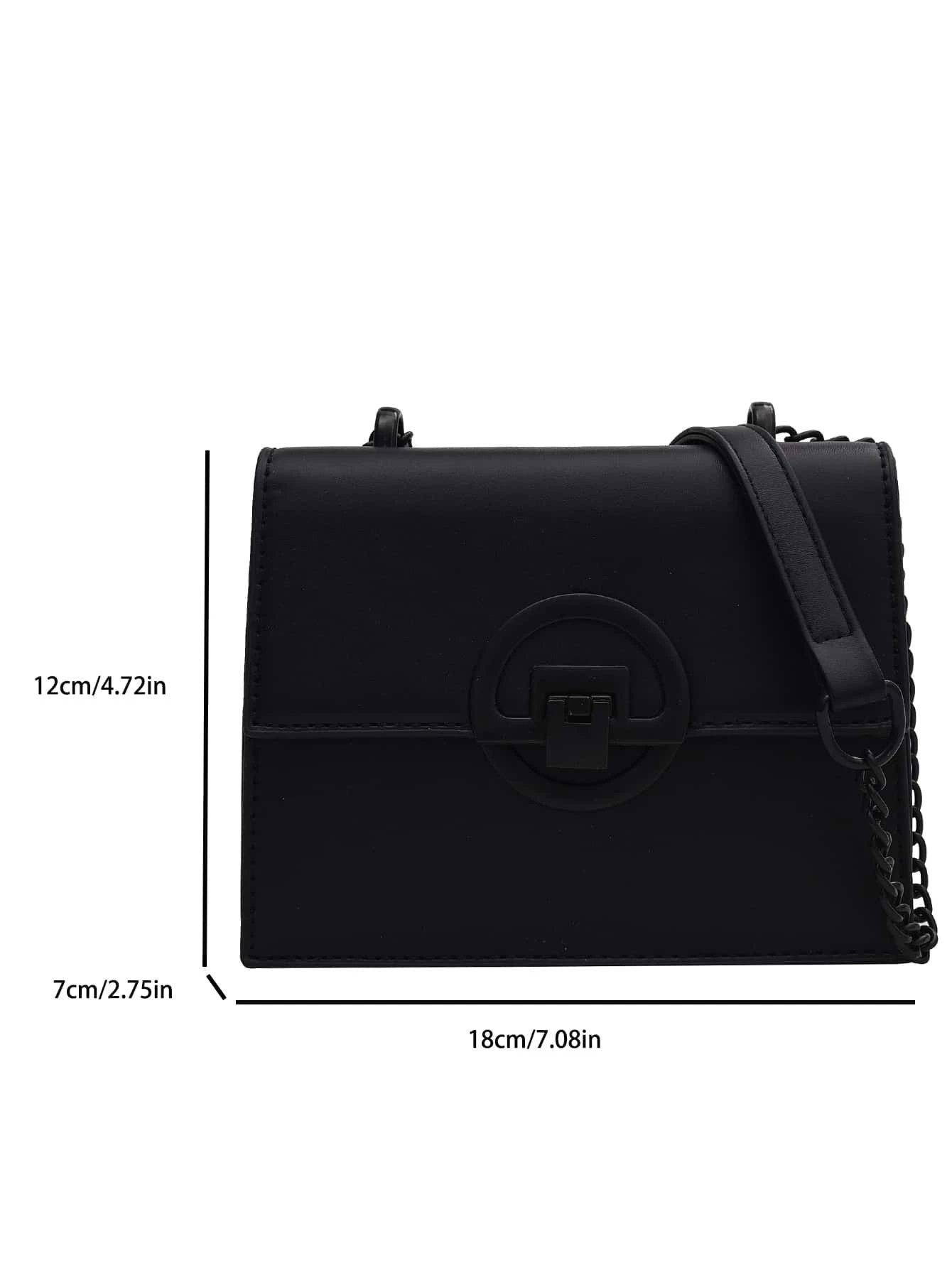 Mini Square Bag Metal & Chain Decor Fashionable Flap Top Handle